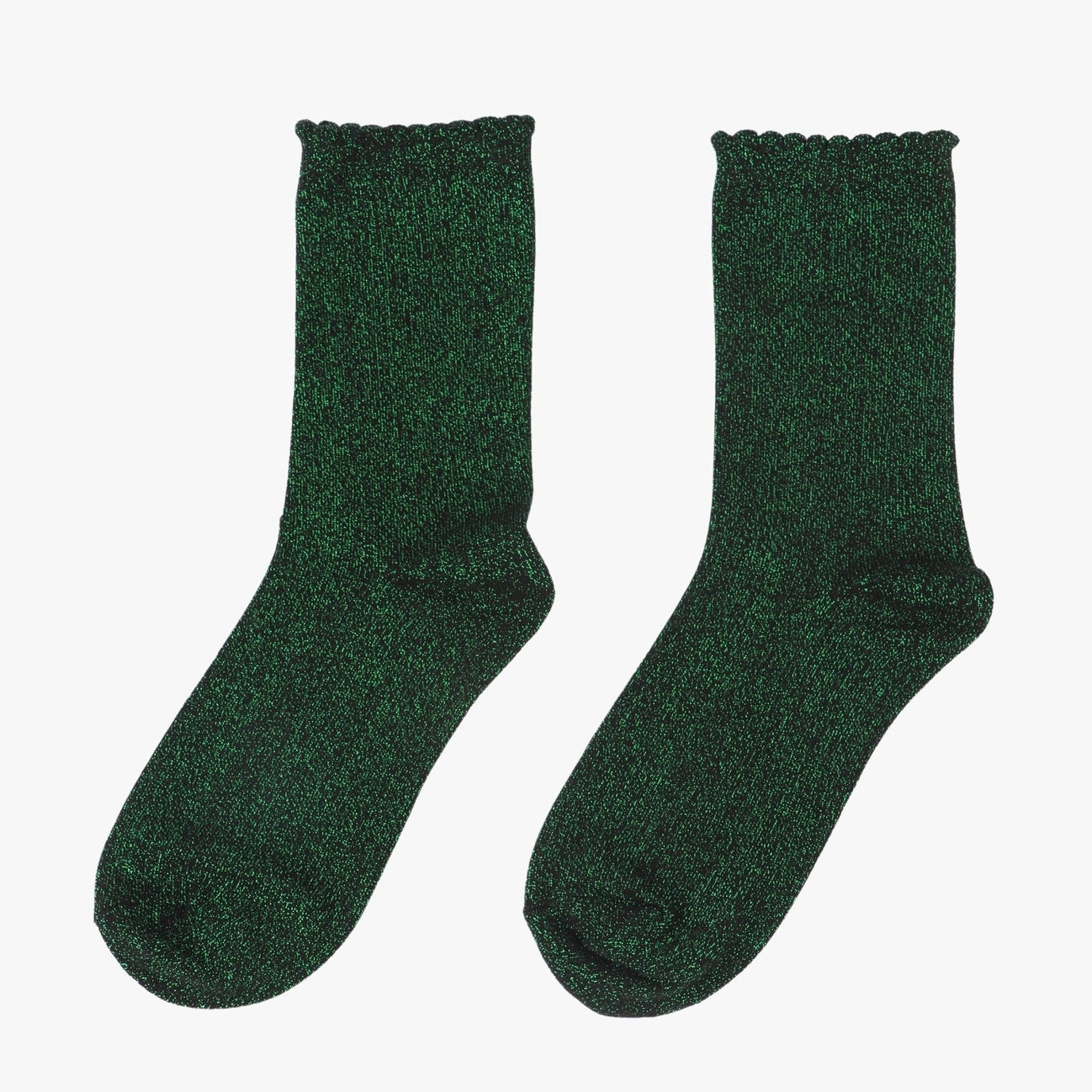 Scalloped Glitter Socks - Green