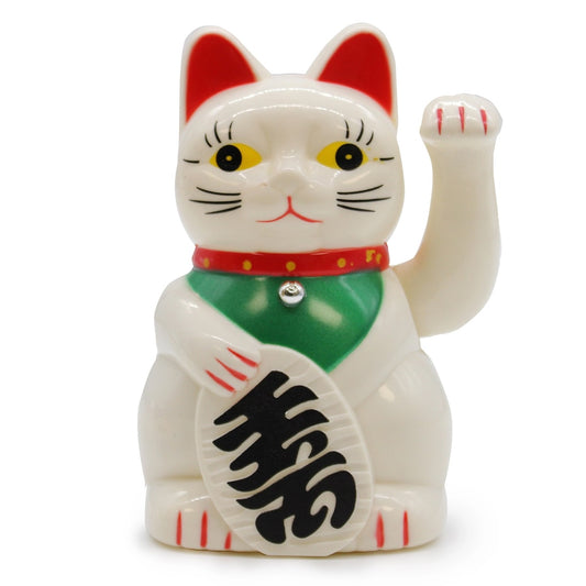Waving Lucky Cat - White