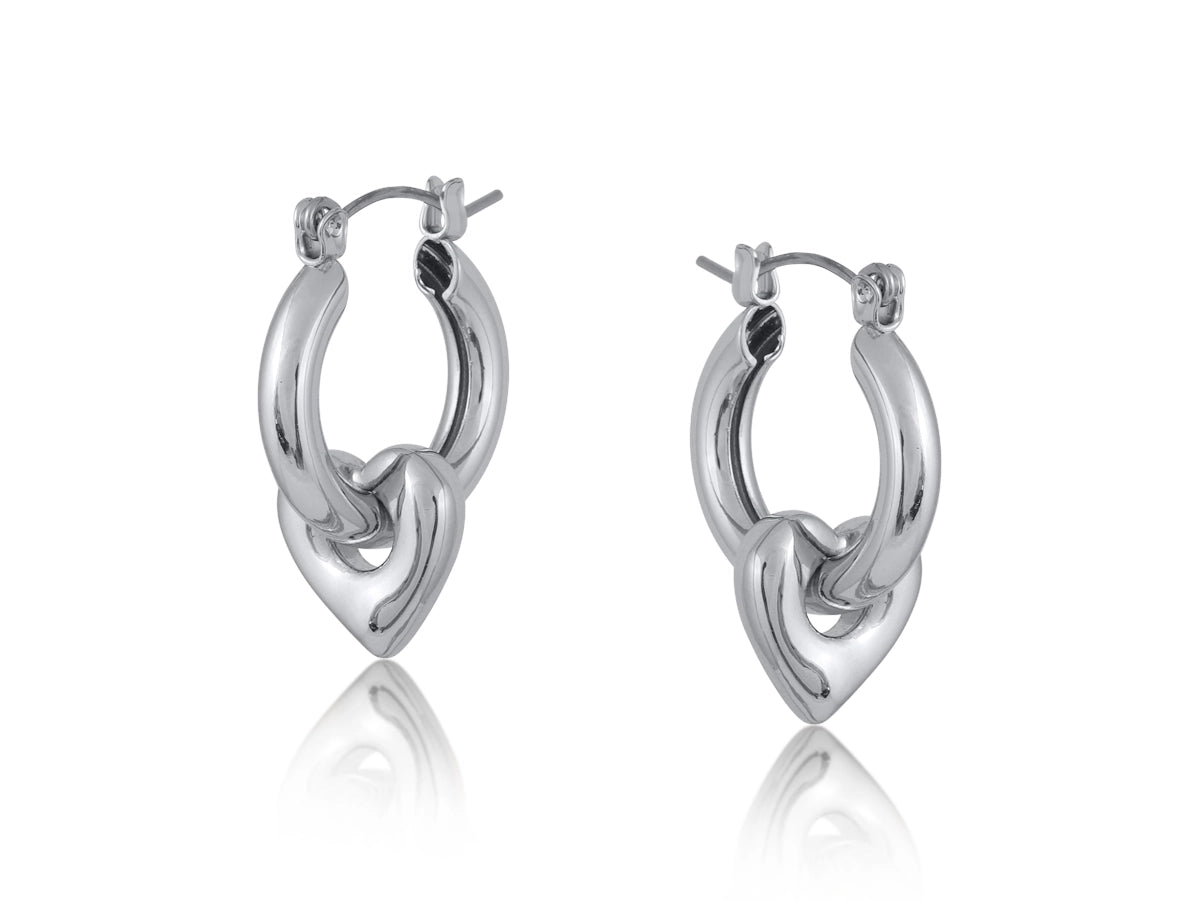 Heliotique | Big Metal London Gemma Heart Hoop Earrings - Silver