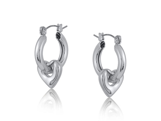 Heliotique | Big Metal London Gemma Heart Hoop Earrings - Silver