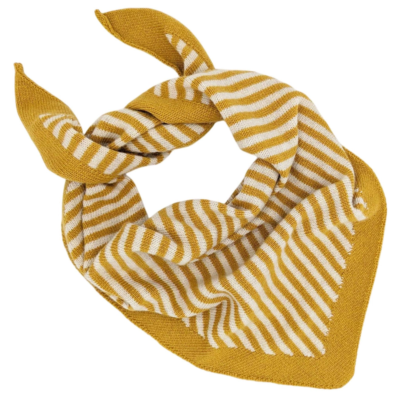 Heliotique | Catherine Tough Lambswool Triangle Yellow Stripe Scarf
