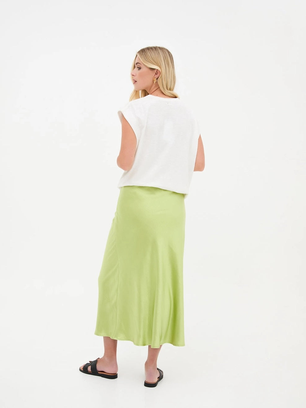 Heliotique | Fika Angel Satin Skirt - Lime