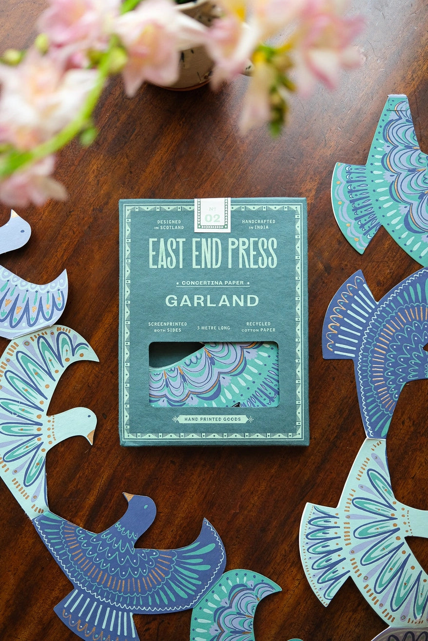 Heliotique Screen Printed Concertina Garland - Peaces Doves