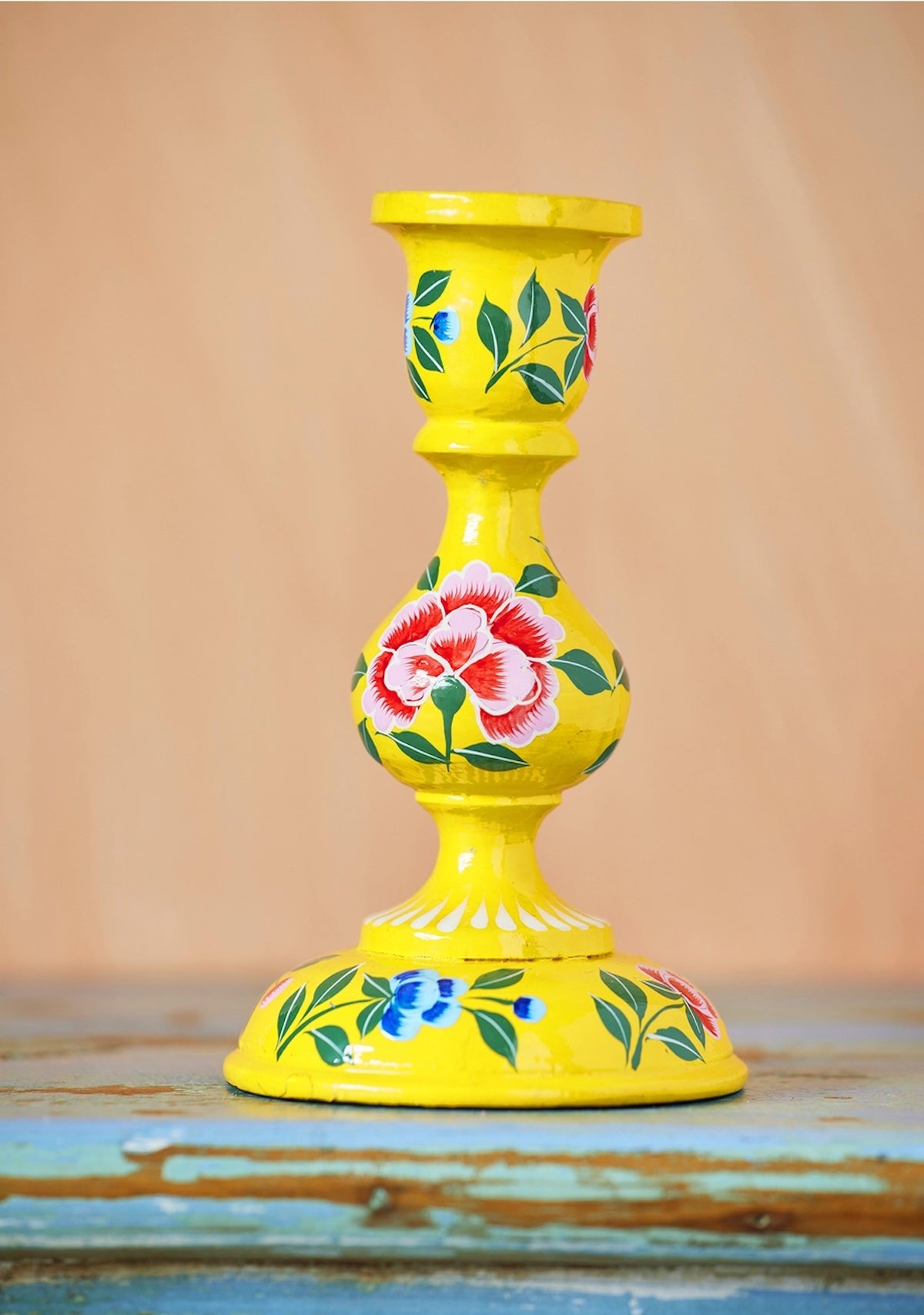Heliotique Hand Painted Kashmiri Candlestick - Large