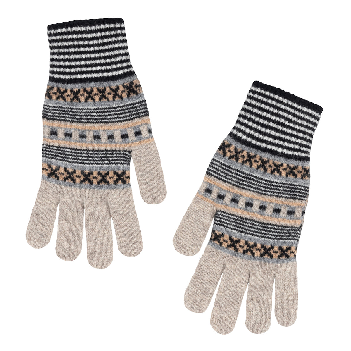 Heliotique | Quinton & Chadwick Dot & Cross Lambswool Gloves - Bark