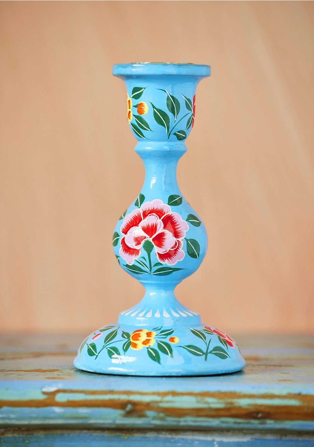 Heliotique Hand Painted Kashmiri Candlestick - Large