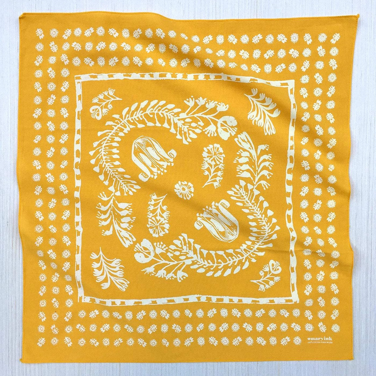 Heliotique Floral Cotton Bandana - Golden Yellow