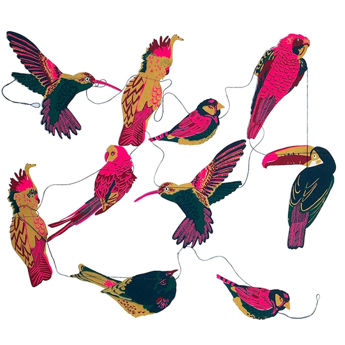 Heliotique | East End Press Screen Printed Garland - Tropical Birds