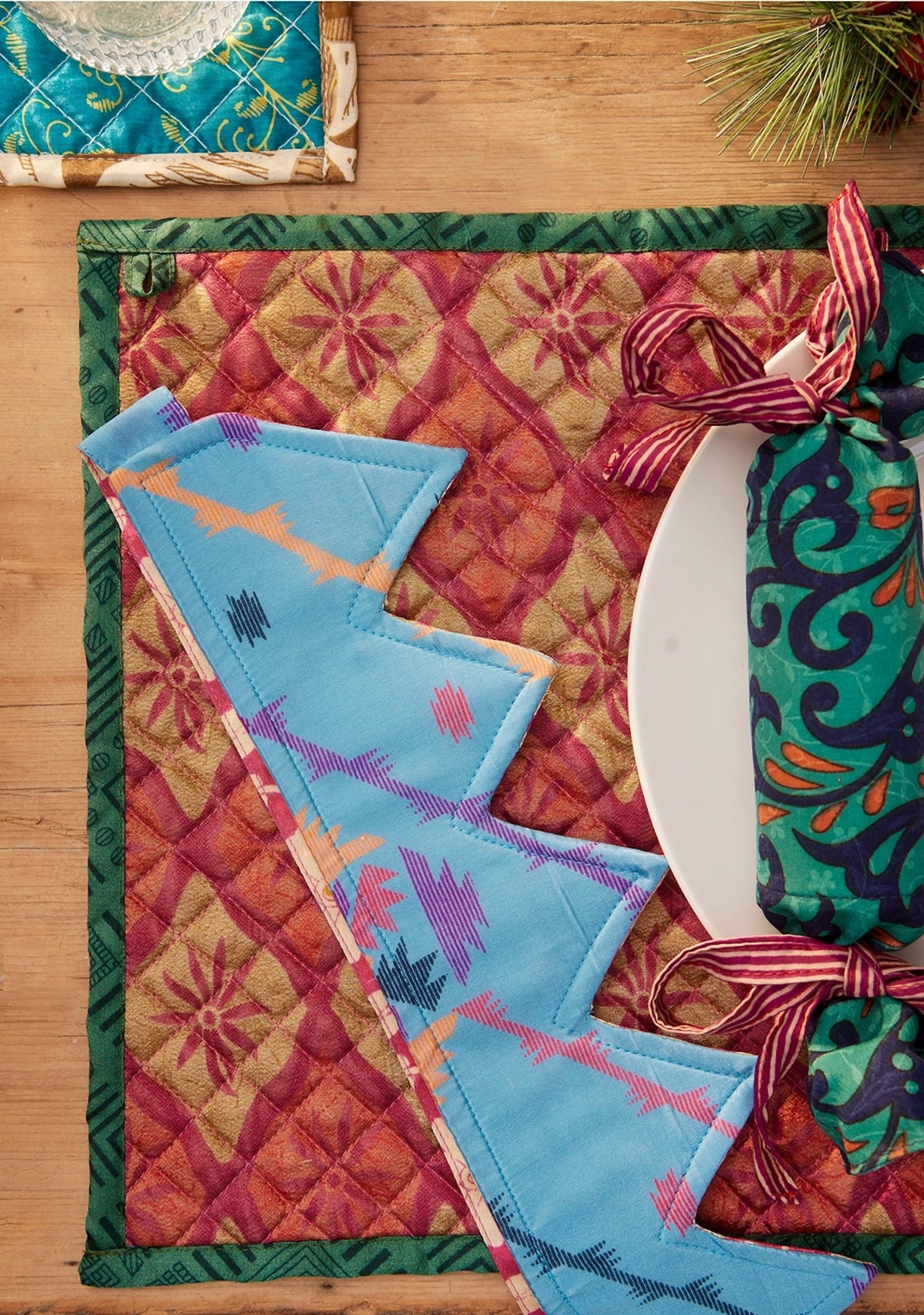 Heliotique Recycled Sari Christmas Crown Hat