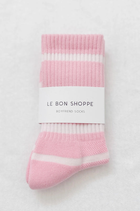 Heliotique | Le Bon Shoppe Striped Boyfriend Socks - Pink / White