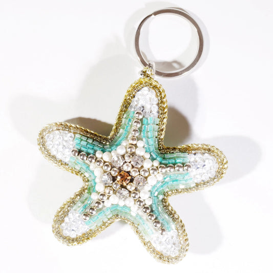 Beaded Starfish Keyring