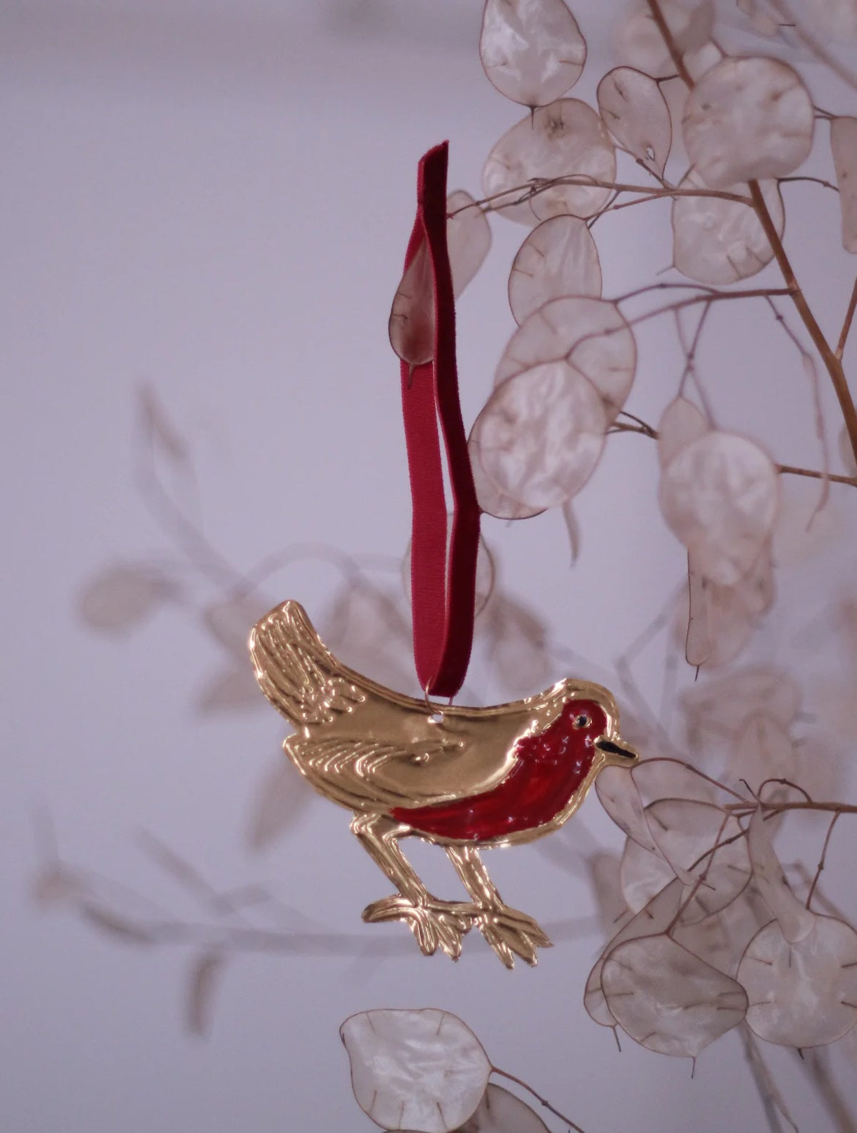 Heliotique | Megan Fatharly Embossed Tin Robin Hanging Ornament