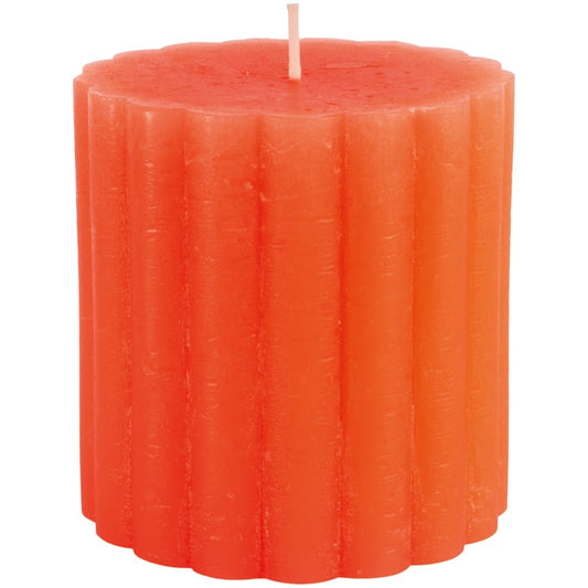 Heliotique | Grand Illusions Rustic Scalloped Pillar Candle - Coral