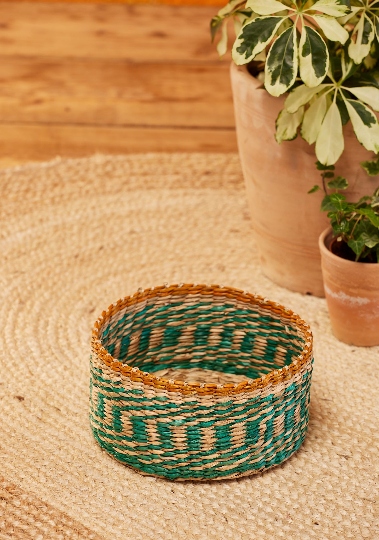 Heliotique | Namaste Stripe Seagrass Basket - Small