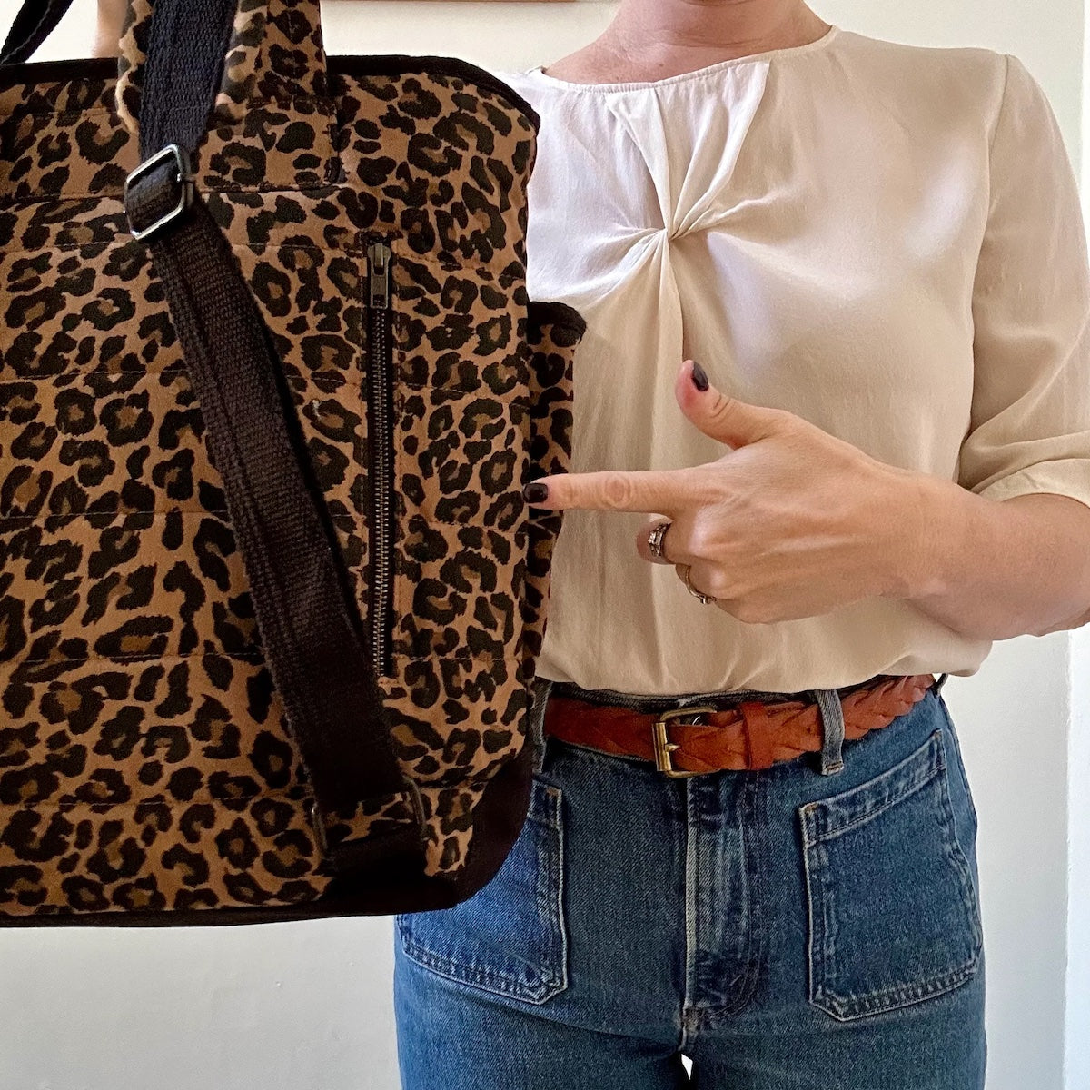 Heliotique | Sixton Leopard Print Backpack - Dark Brown & Black