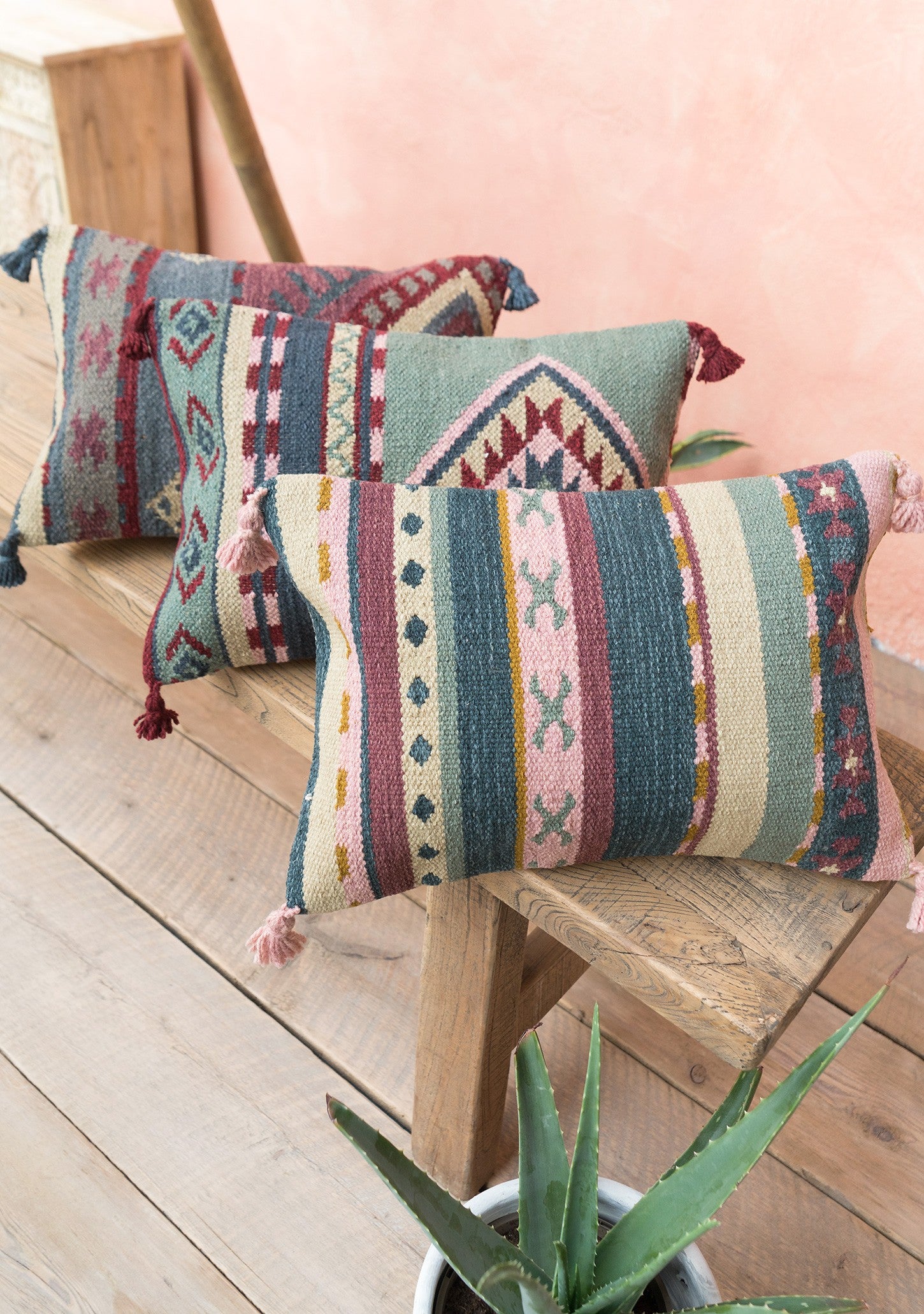 Heliotique | Namaste Ikaria Hand Woven Wool/Cotton Kilim Cushion