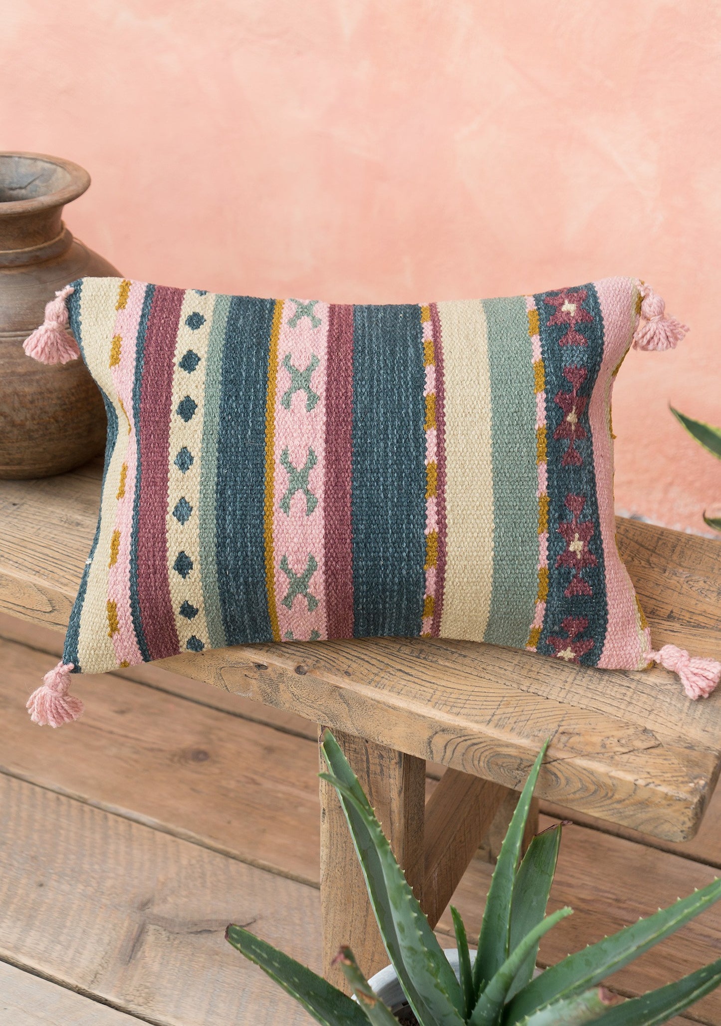 Heliotique | Namaste Ikaria Hand Woven Wool/Cotton Kilim Cushion