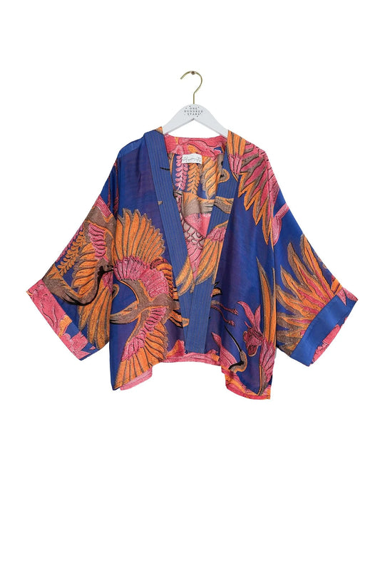 Heliotique | One Hundred Stars Crane Kimono - Cobalt