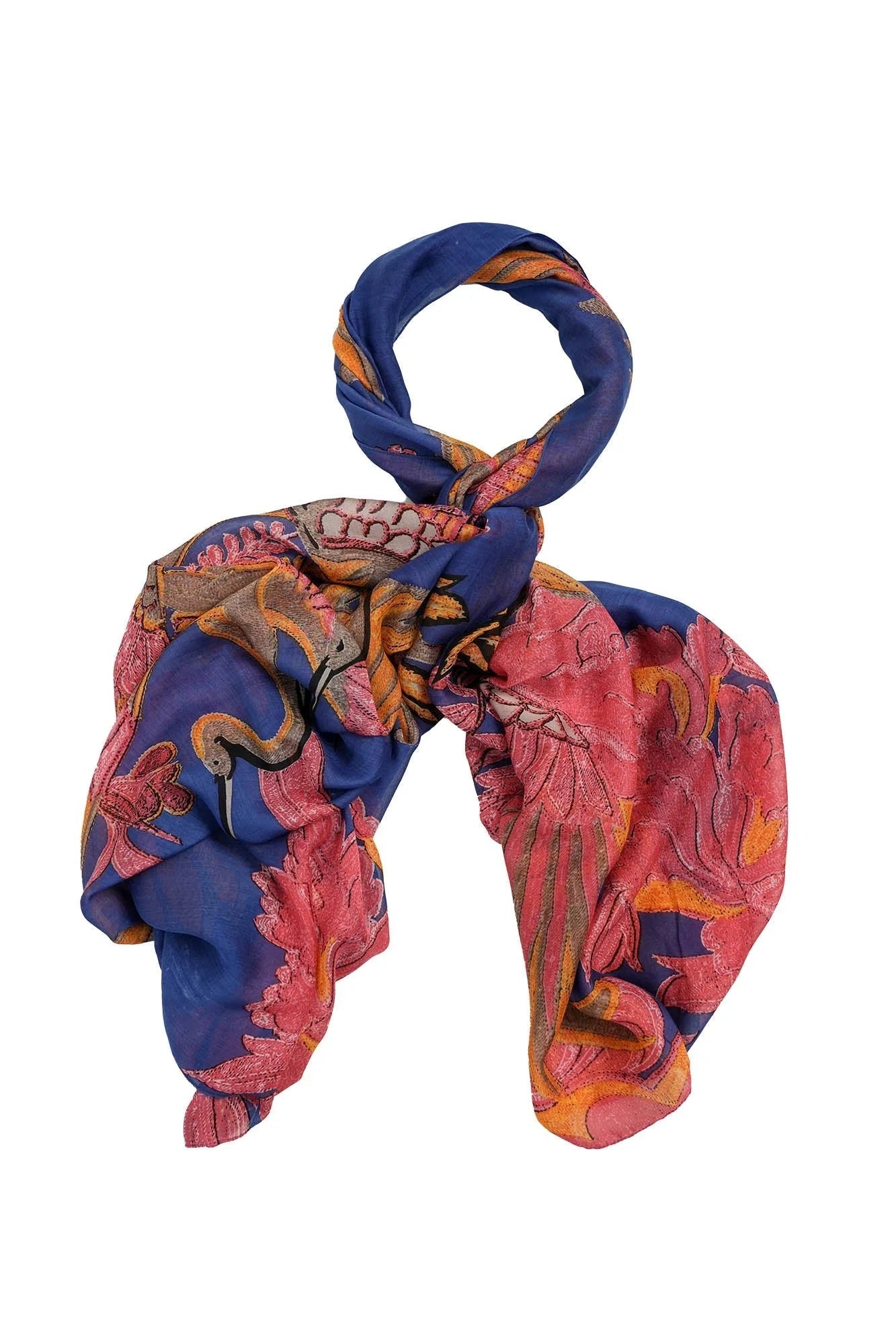 Heliotique Crane Scarf - Cobalt