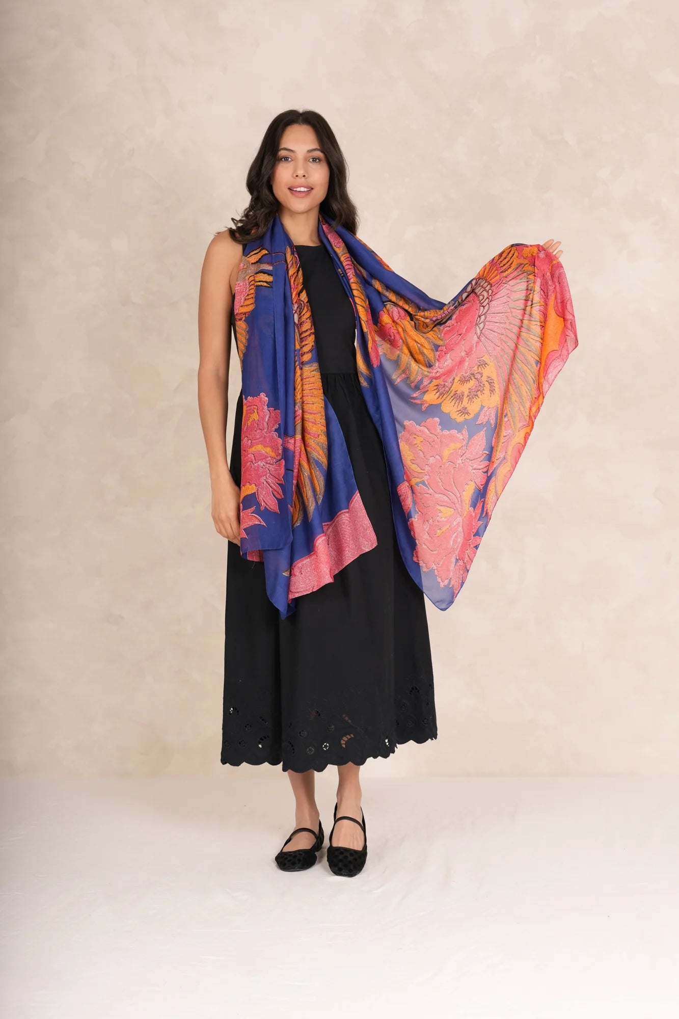 Heliotique Crane Scarf - Cobalt