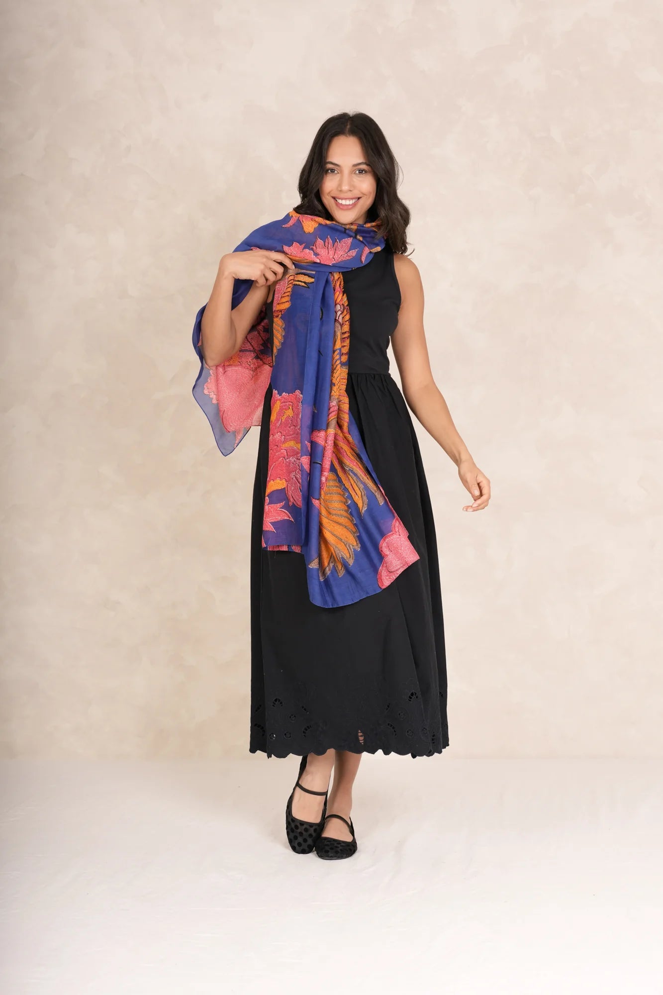 Heliotique Crane Scarf - Cobalt