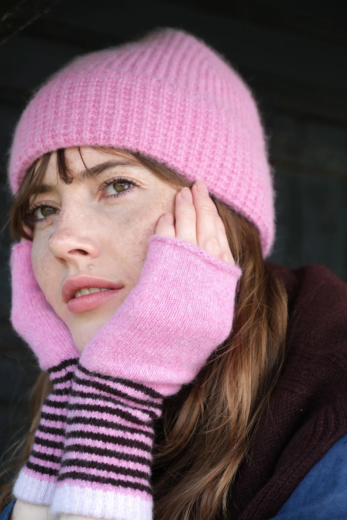 Heliotique | Quinton & Chadwick Angora Fingerless Mittens - Quartz