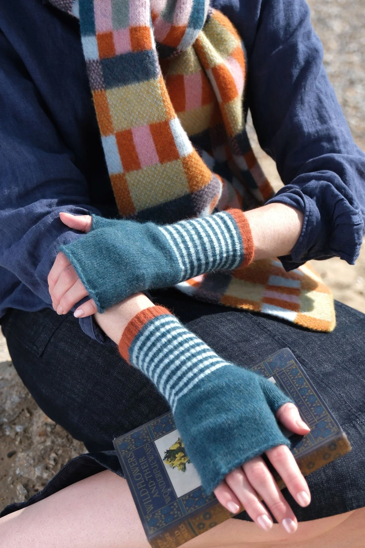 Heliotique | Quinton & Chadwick Angora Fingerless Mittens - Meadow