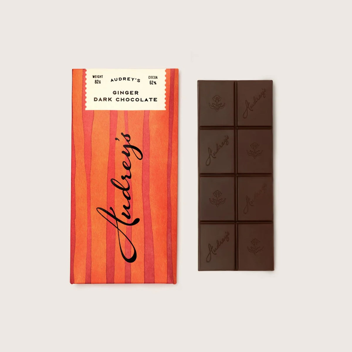 Heliotique | Audrey's Dark 62% Ginger Chocolate Bar