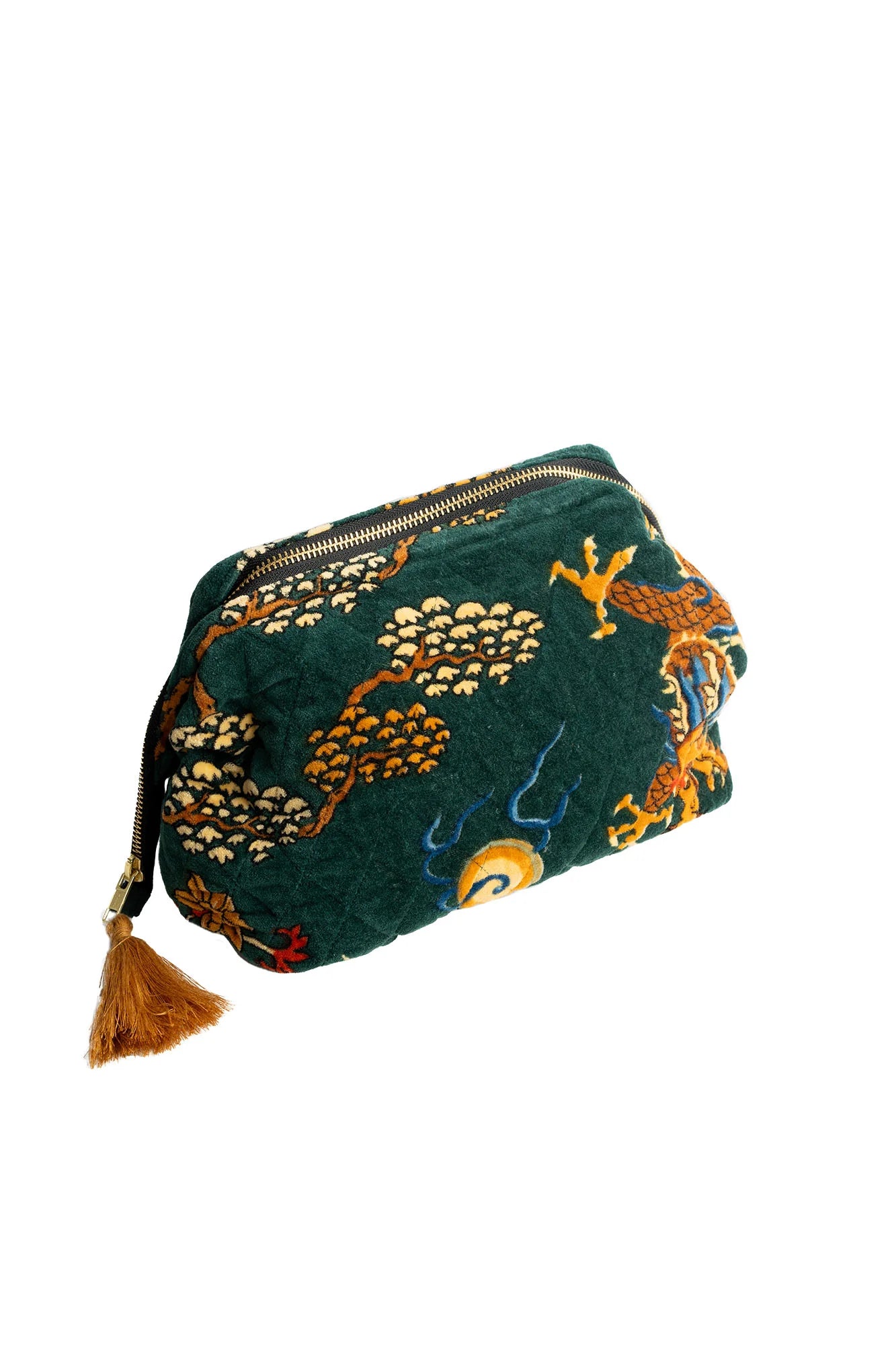 Heliotique | One Hundred Stars Dragon Velvet Pouch - Green