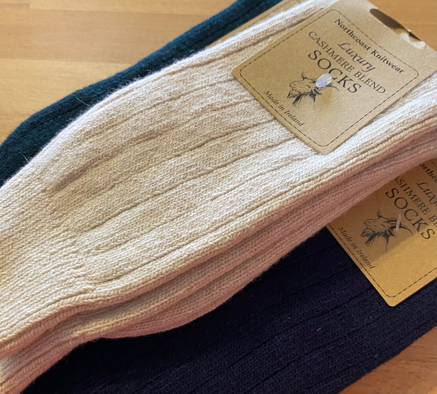Heliotique | Original Aran Co. Mens Cashmere Socks - Forest Green