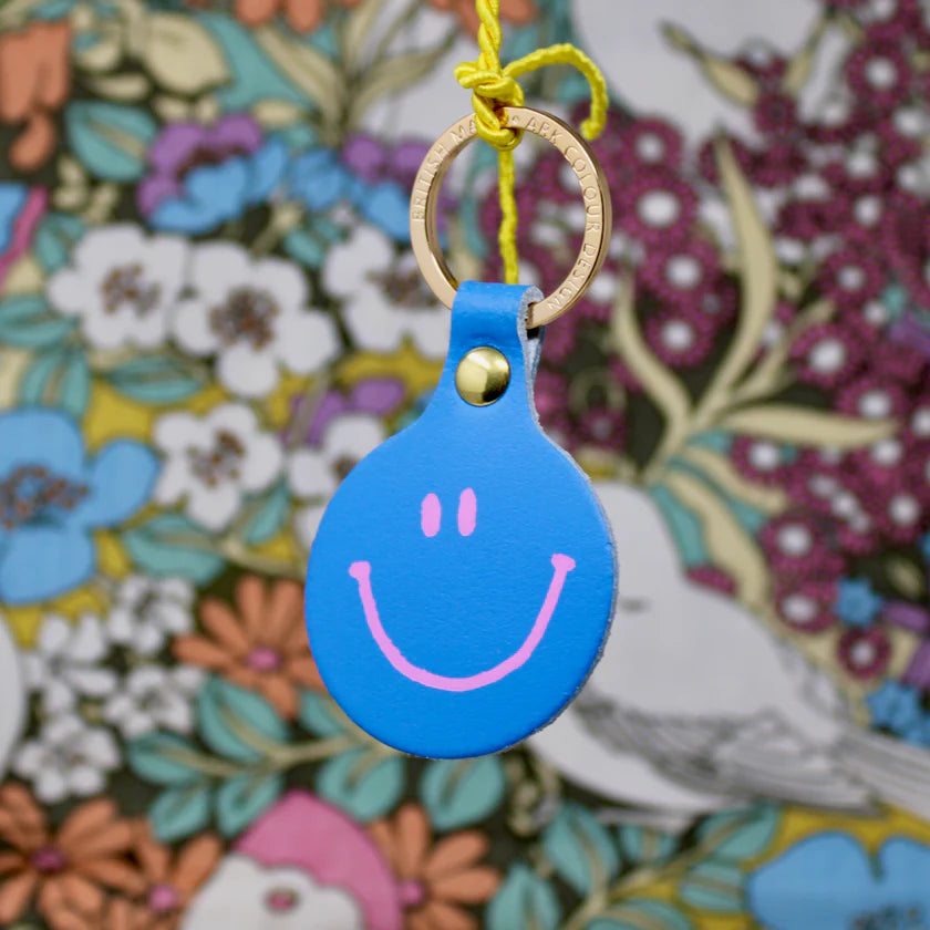 Heliotique | Ark 'Feeling Lush' Leather Smilie Happy Face Keyring