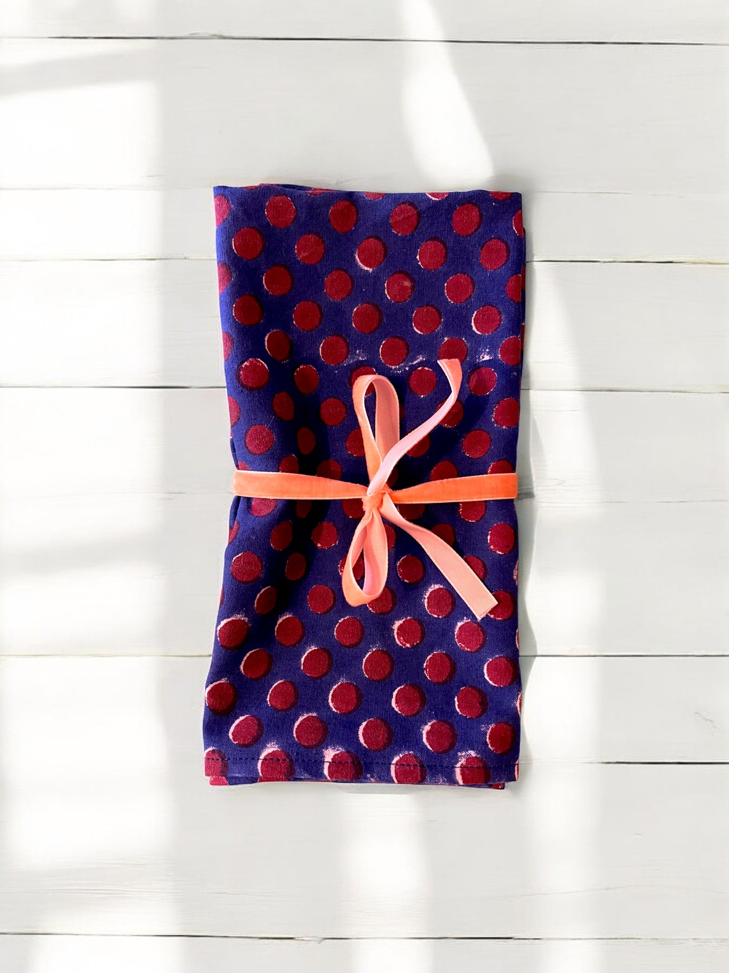 Heliotique | Set of 2 Hand Blocked Polka Dot Napkins - Cobalt