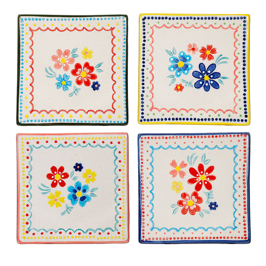 Heliotique | Sass & Belle Floral Folk Coasters - Set of 4