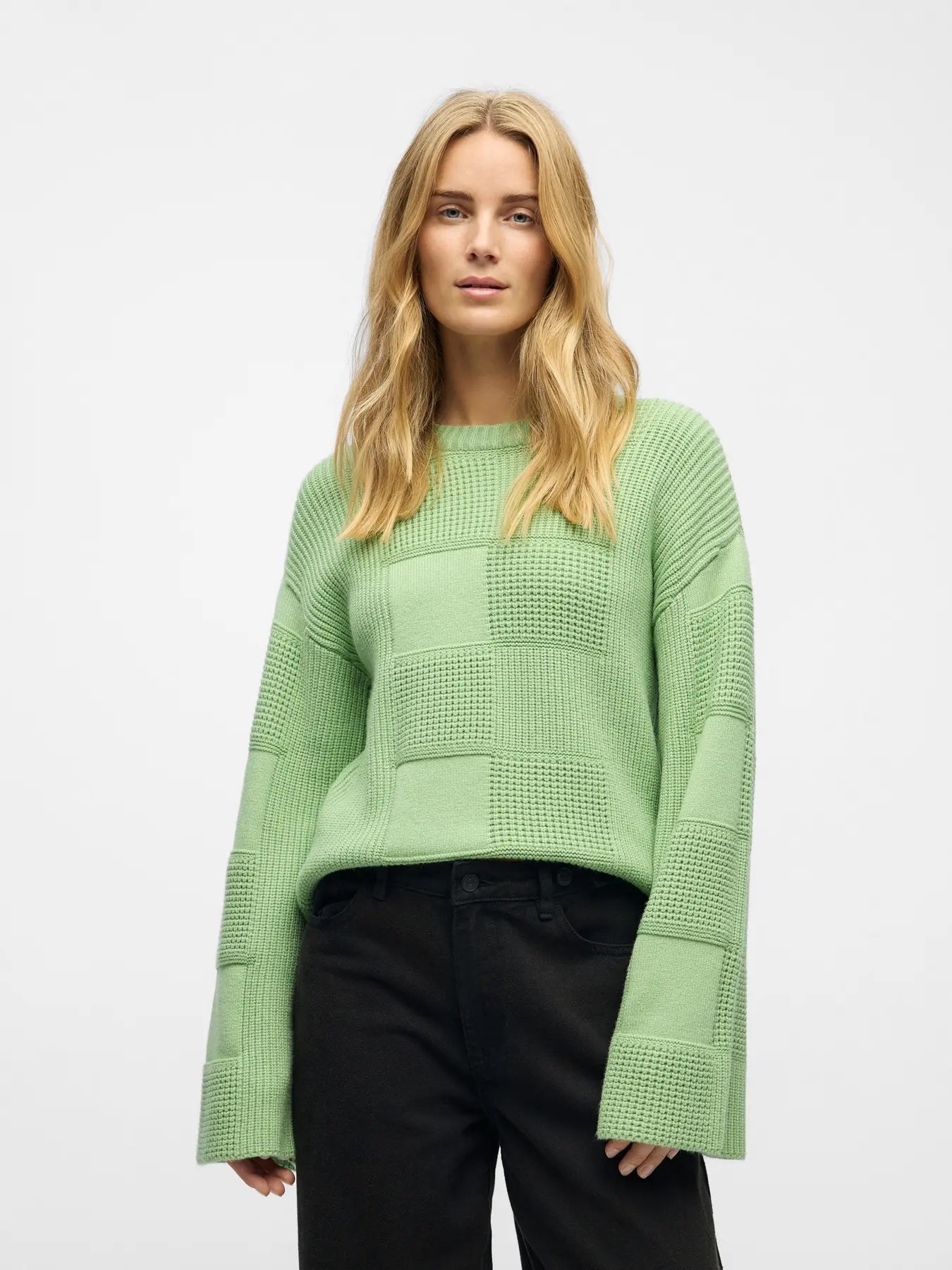 Heliotique Fluted Sleeve Jumper - Light Green