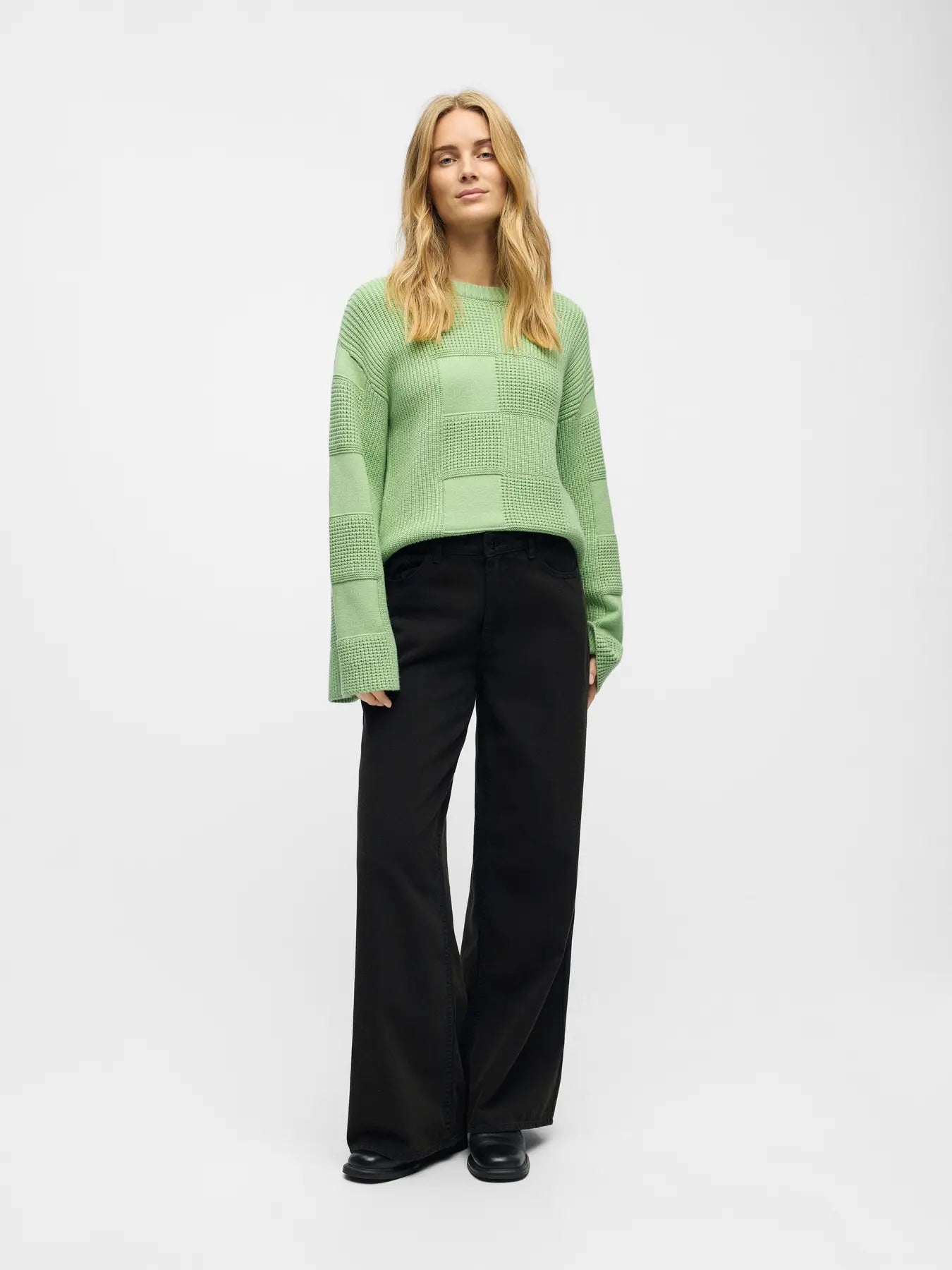 Heliotique Fluted Sleeve Jumper - Light Green