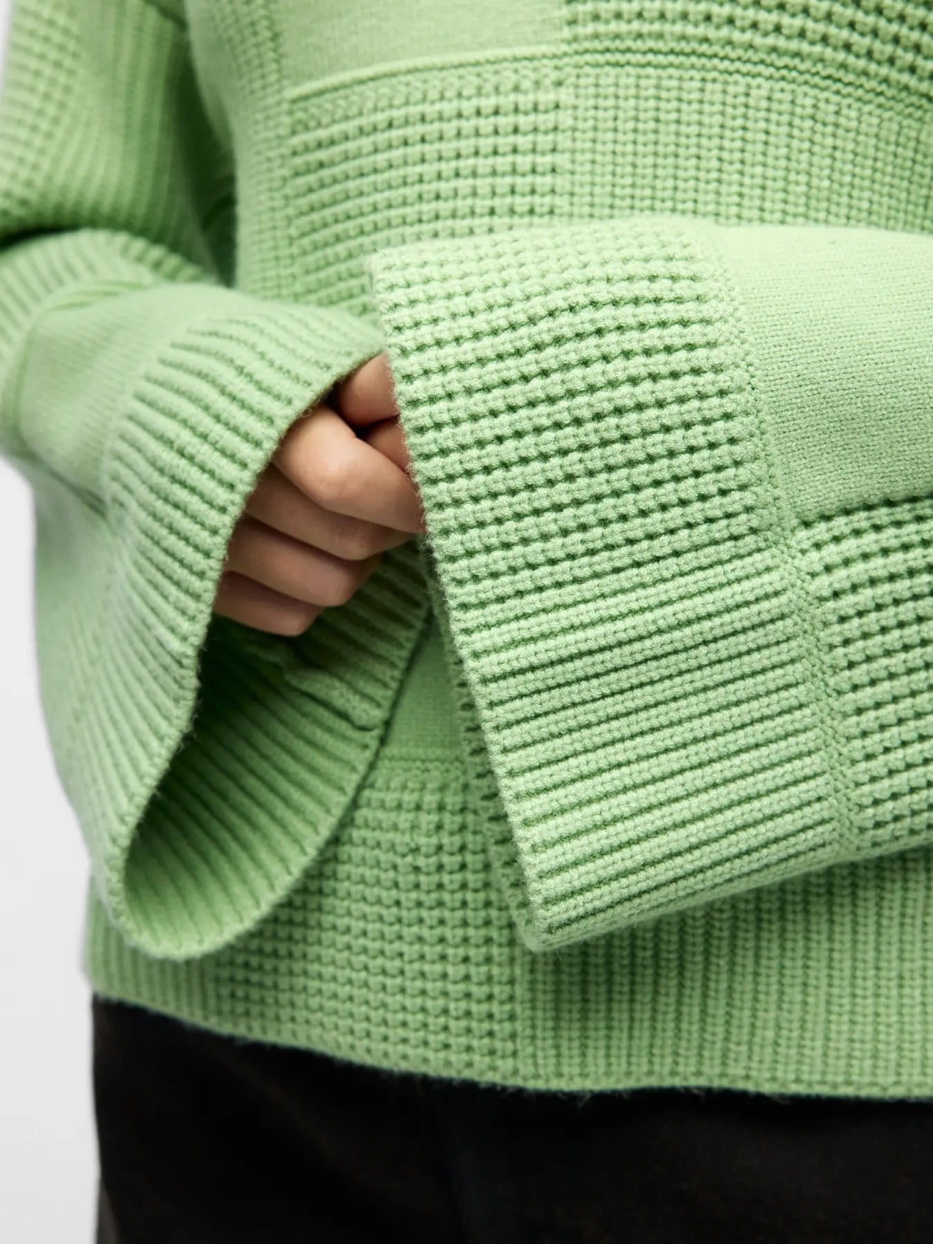 Heliotique Fluted Sleeve Jumper - Light Green