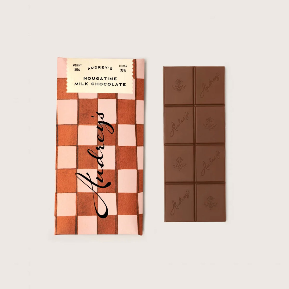Heliotique | Audrey's Milk 38% Nougatine Chocolate Bar