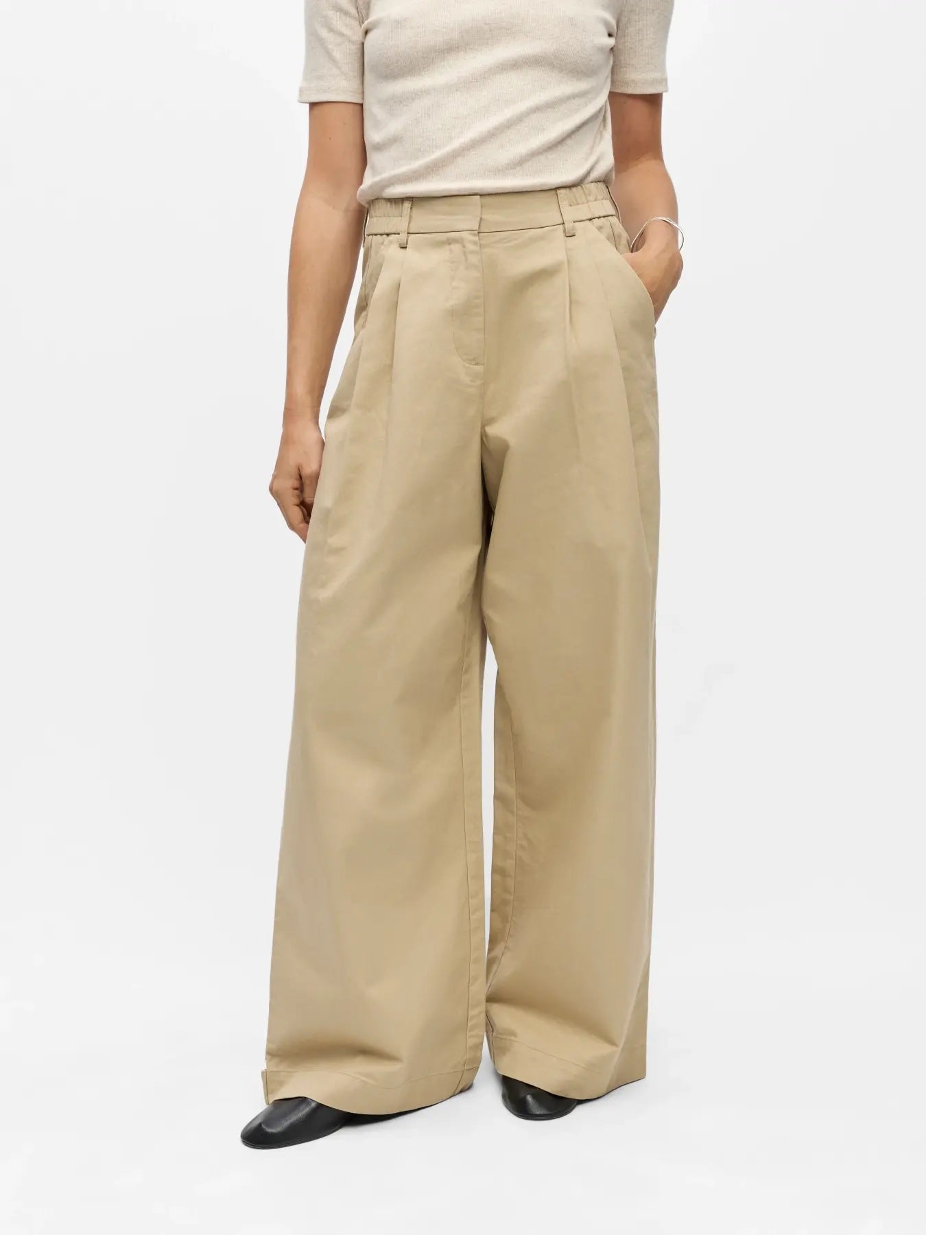 Heliotique Wide Leg Pleated Tousers - Sand