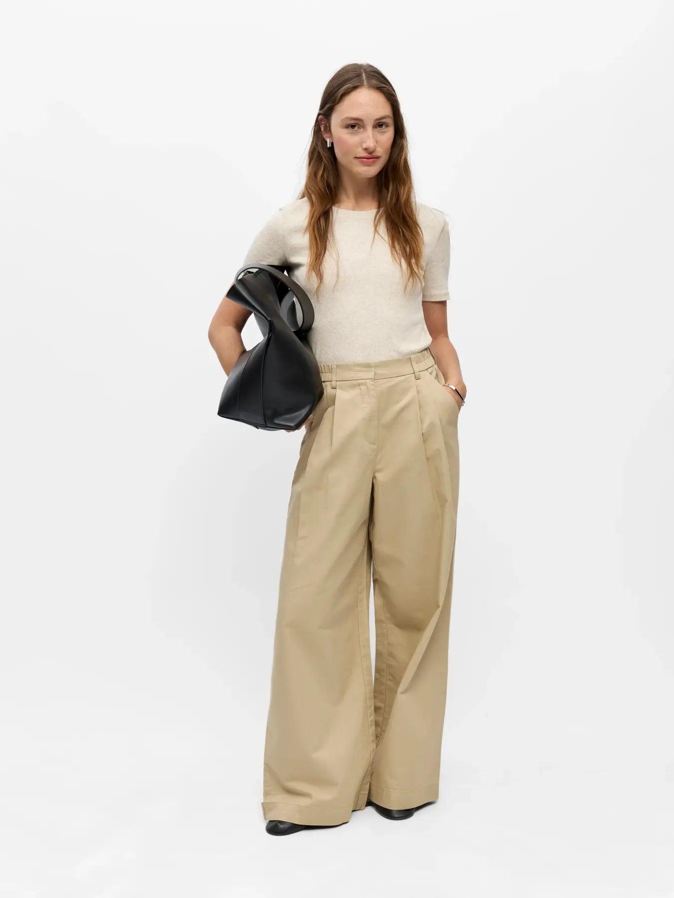 Heliotique Wide Leg Pleated Tousers - Sand