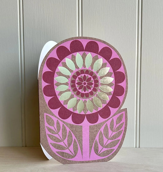 Heliotique Pink Cut Out Flower Card