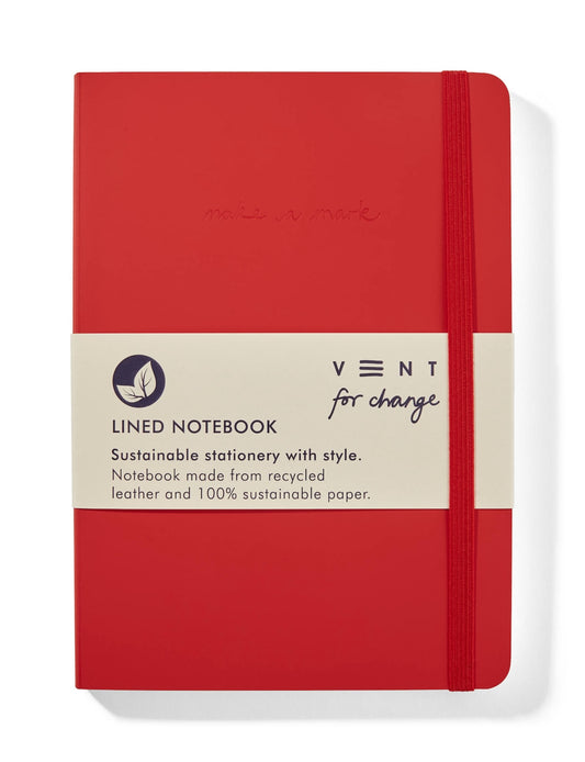 Heliotique | Vent For Change A5 Recycled Leather Lined Notebook - Red