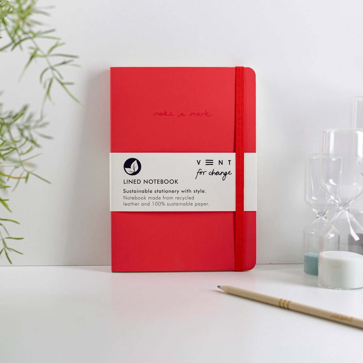 Heliotique | Vent For Change A5 Recycled Leather Lined Notebook - Red
