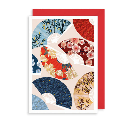 Heliotique | The Art File Oriental Fans Greeting Card