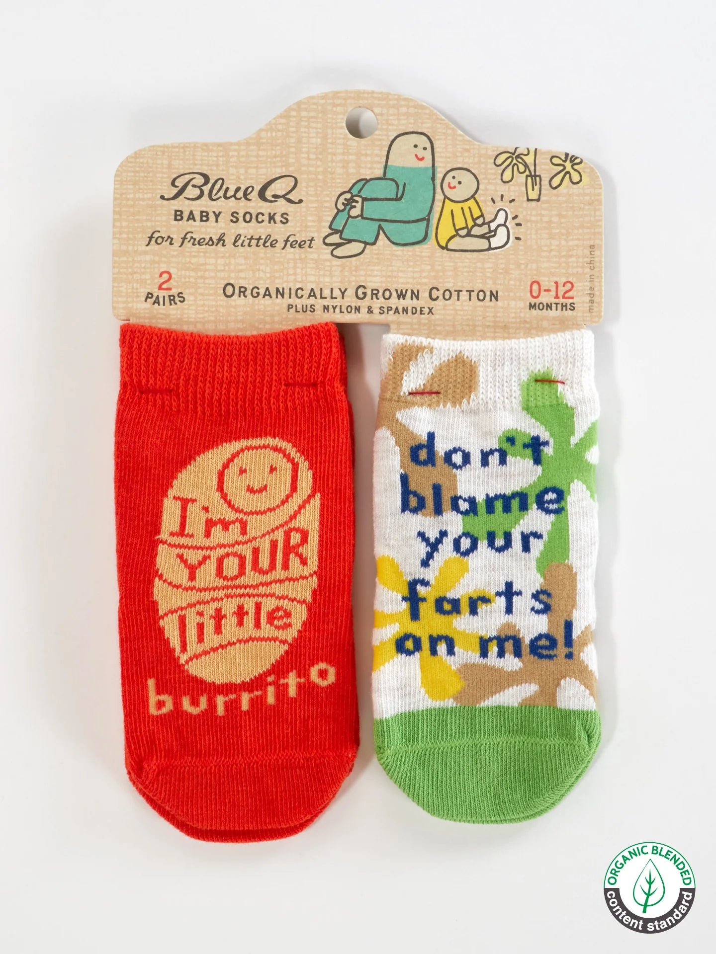 Heliotique | Blue Q I'm Your Little Burrito Baby Socks