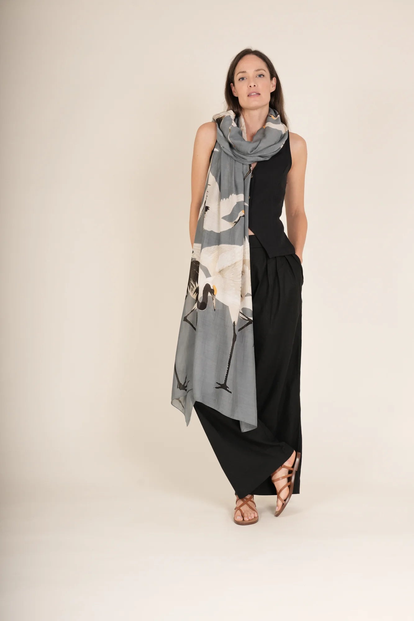 Heliotique | One Hundred Stars Stork Scarf - Slate Grey