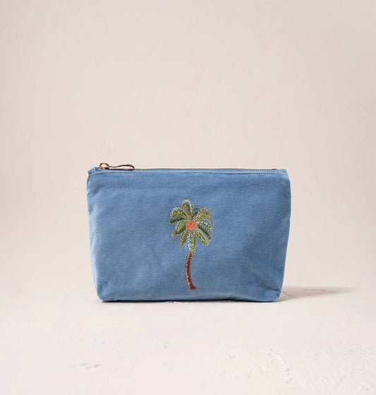 Heliotique | Elizabeth Scarlett Sunset Palm Mini Pouch - Dusky Blue
