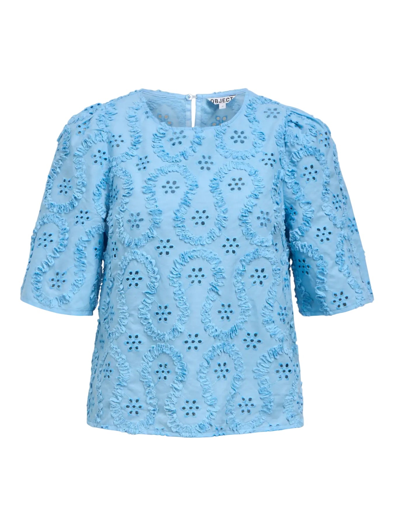 Heliotique Broderie Anglaise T-Shirt Blouse - Light Blue