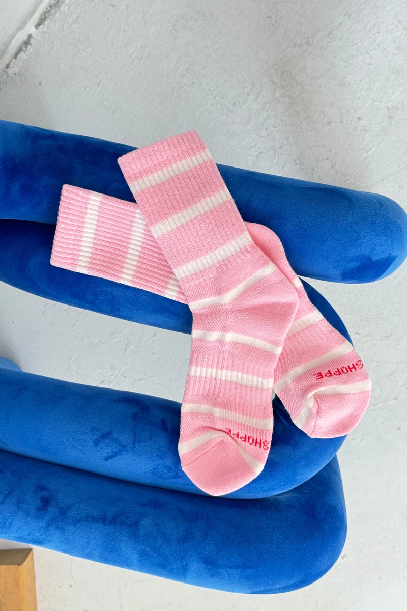 Heliotique | Le Bon Shoppe Striped Boyfriend Socks - Pink / White