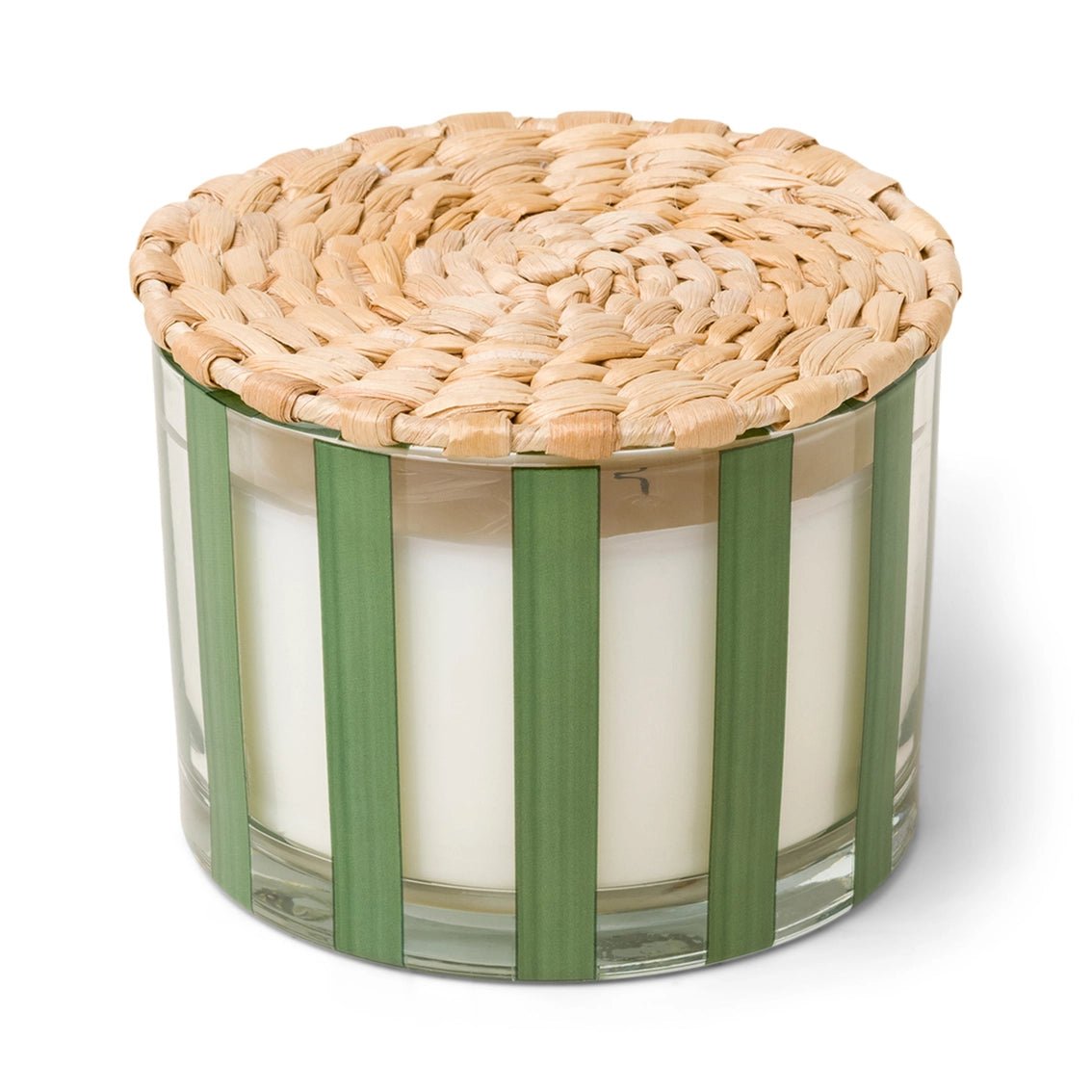 Heliotique | Al Fresco Striped Glass Candle - Misted Lime