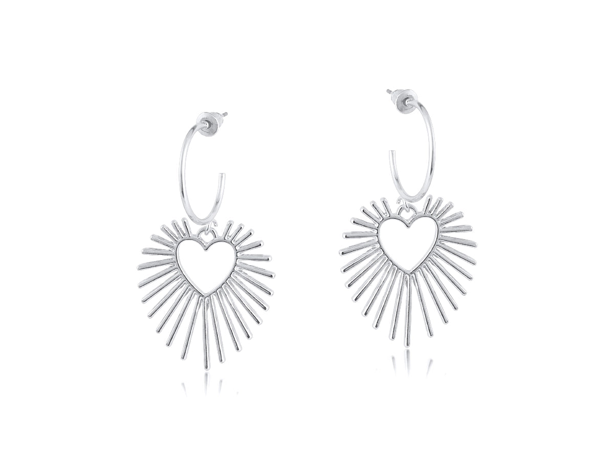 Heliotique | Big Metal London Selena Sunburst Hoop Earrings - Silver